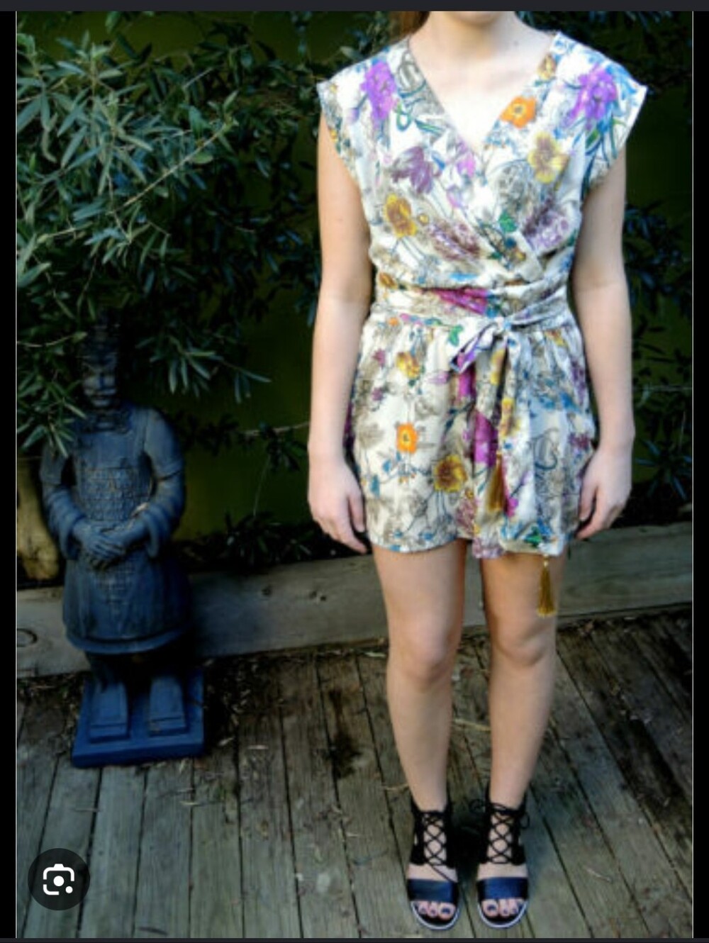 H&M Floral White Romper with Multicolor Print